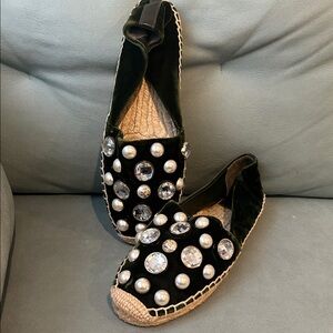 Tory Burch Vail Espadrille flats Size 7 1/2 retail $298 NWOT green suede